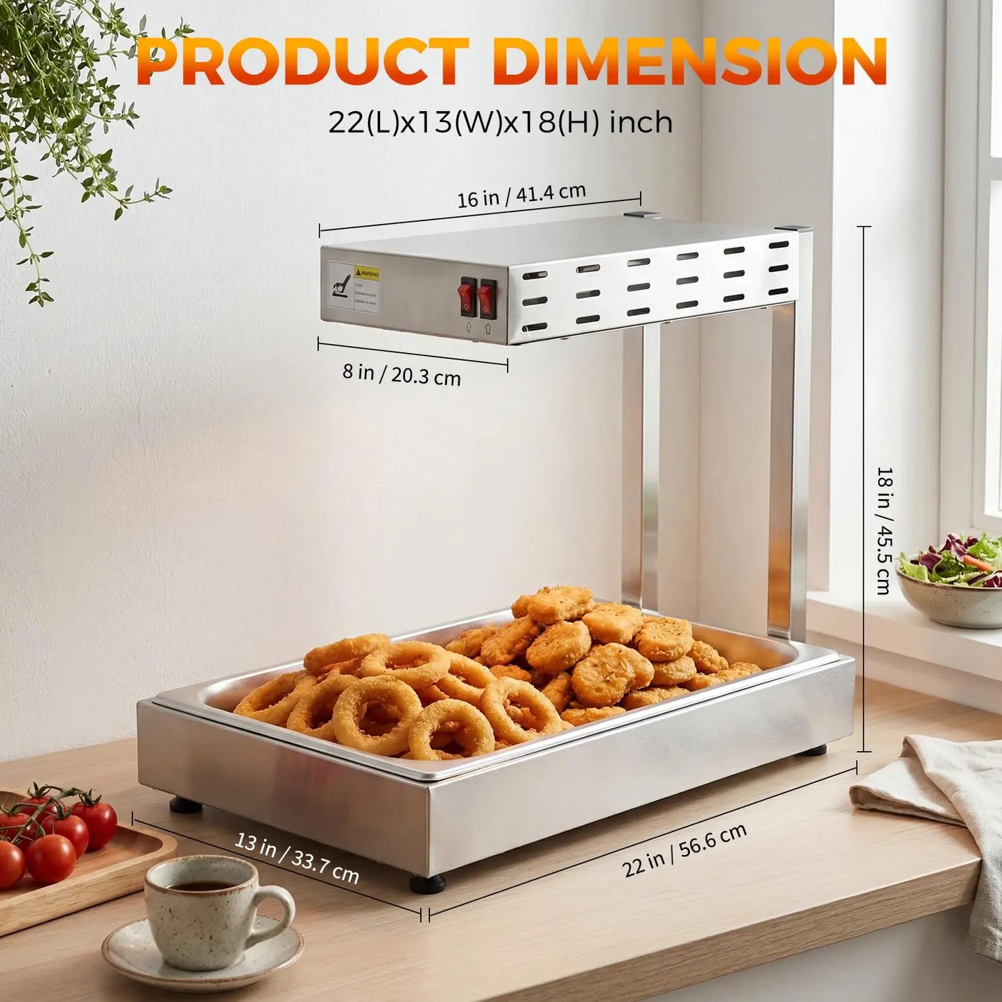 Adoolla Countertop Infrared Food Warmer Lamp Station With Stainless Steel Base by S And B Enterprise