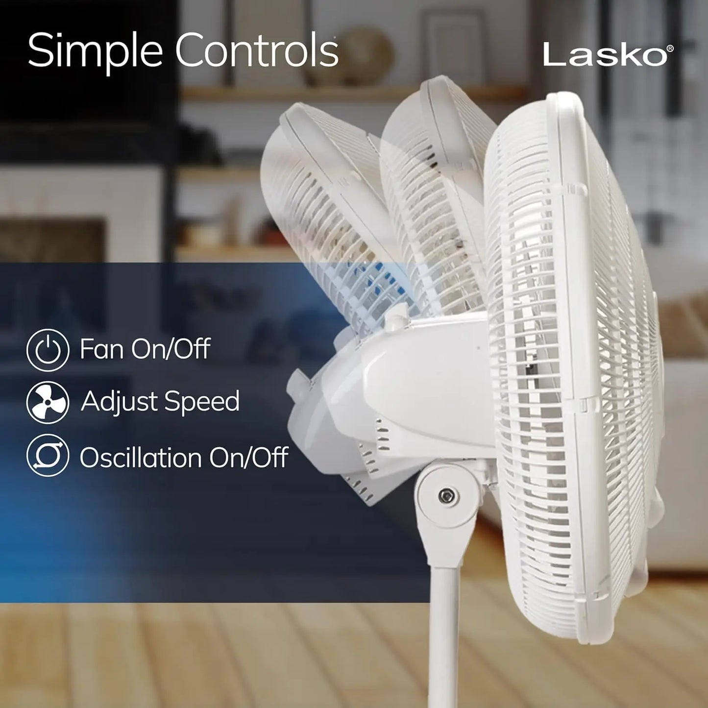 Oscillating Stand Fan With Adjustable Height And 3 Speeds