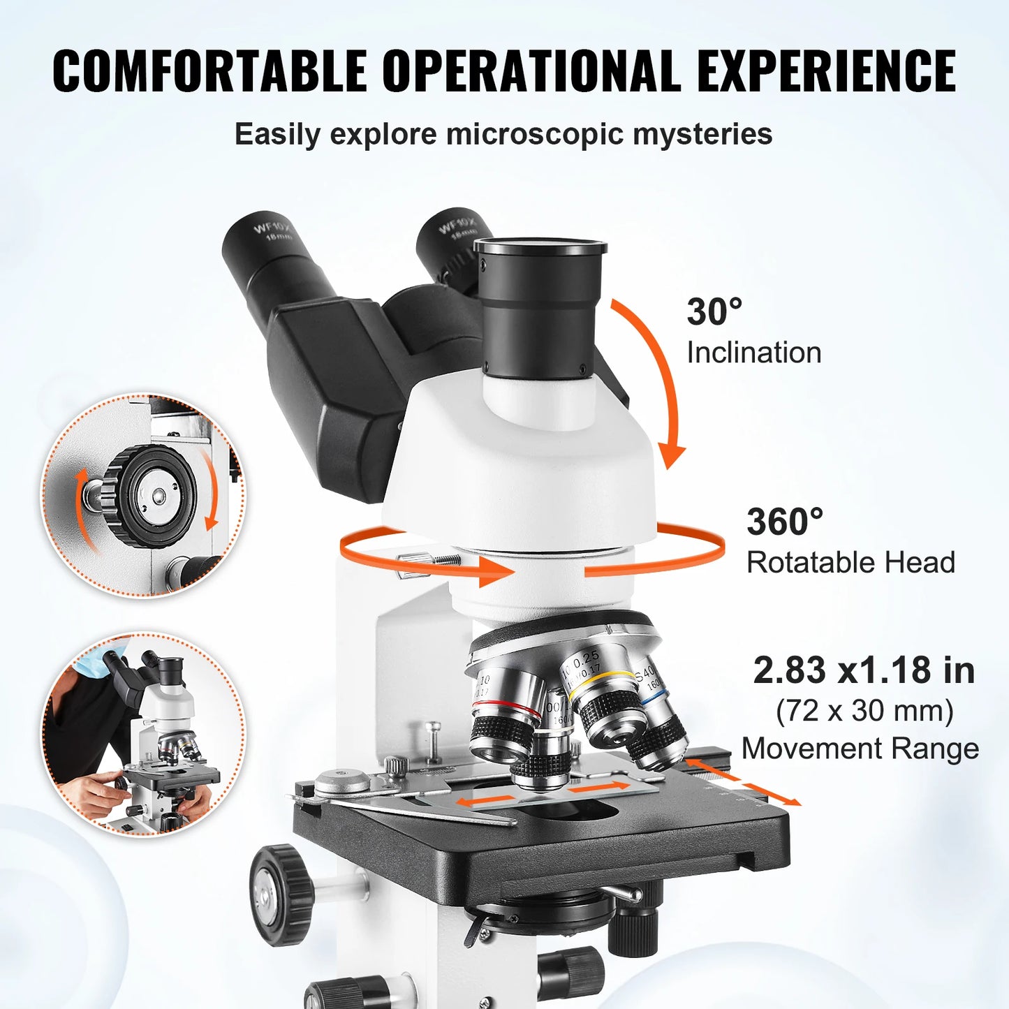 SucceBuy Compound Trinocular Microscope by S And B Enterprise, 40X-2500X/40X-5000X magnification, LED illumination