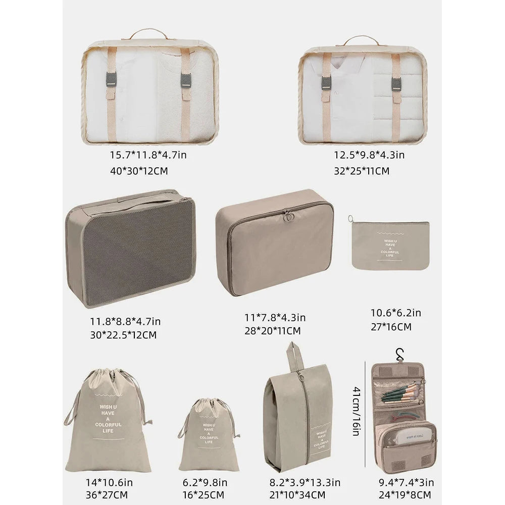 Travel Packing Cube Set 7/8/9 Pcs Polyester Organizer by S And B Enterprise
