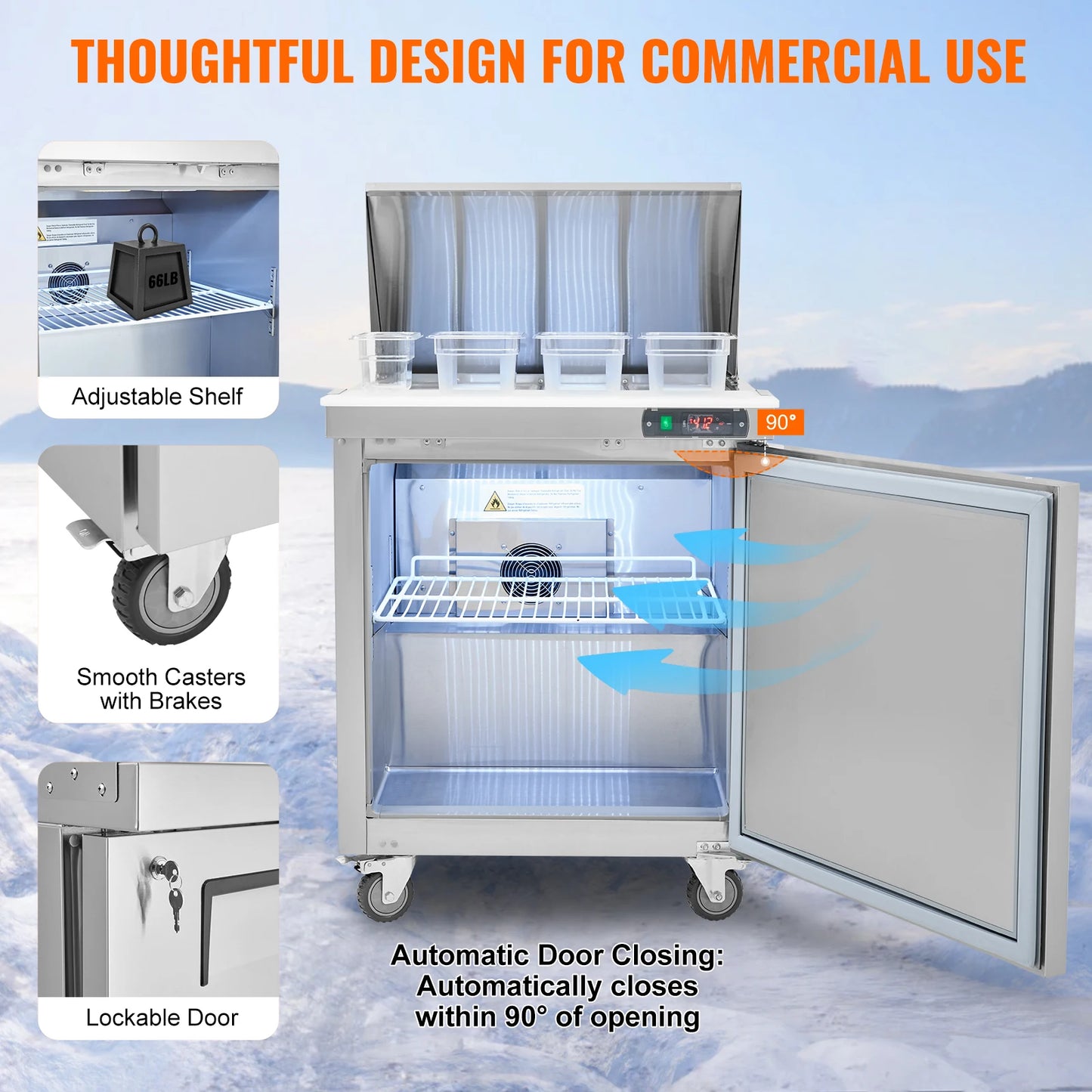 SucceBuy Stainless Steel Commercial Refrigerator Sandwich And Salad Prep Table by S And B Enterprise