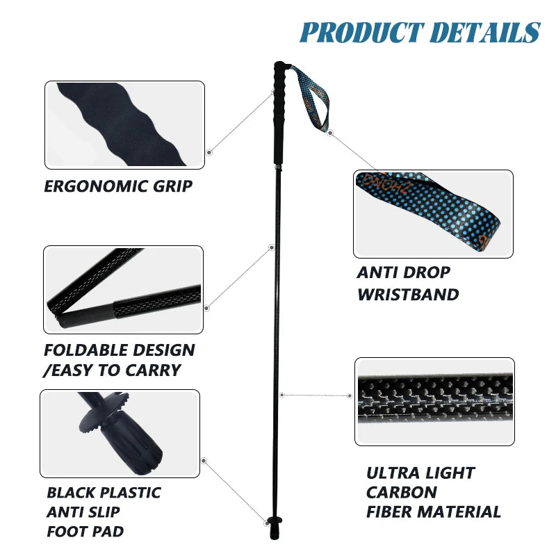 OKHEALINGCN Carbon Fiber Hiking Poles Telescopic 2 Pack Lightweight
