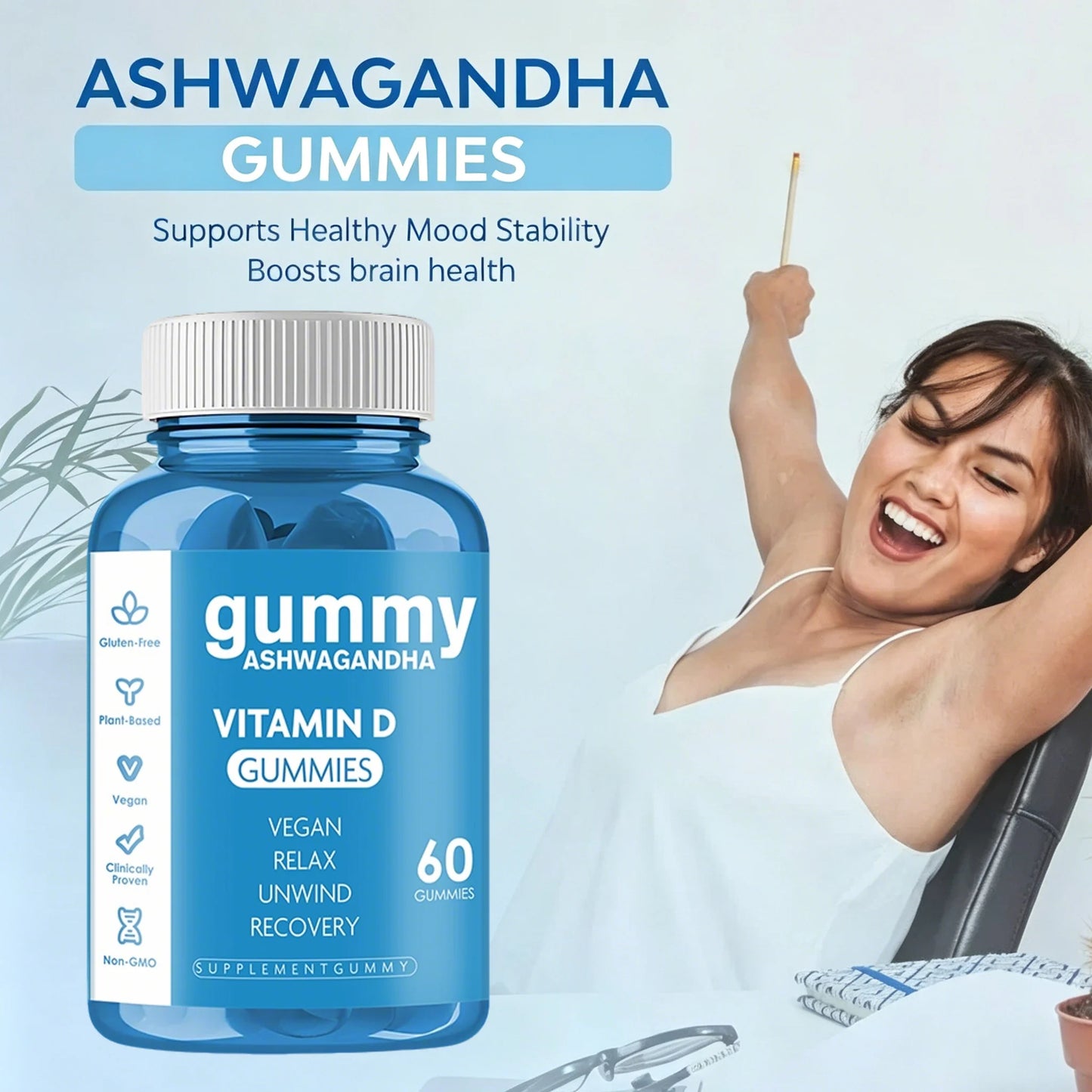 Ashwagandha Vitamin Gummies Stress Relief Sleep Support Concentration