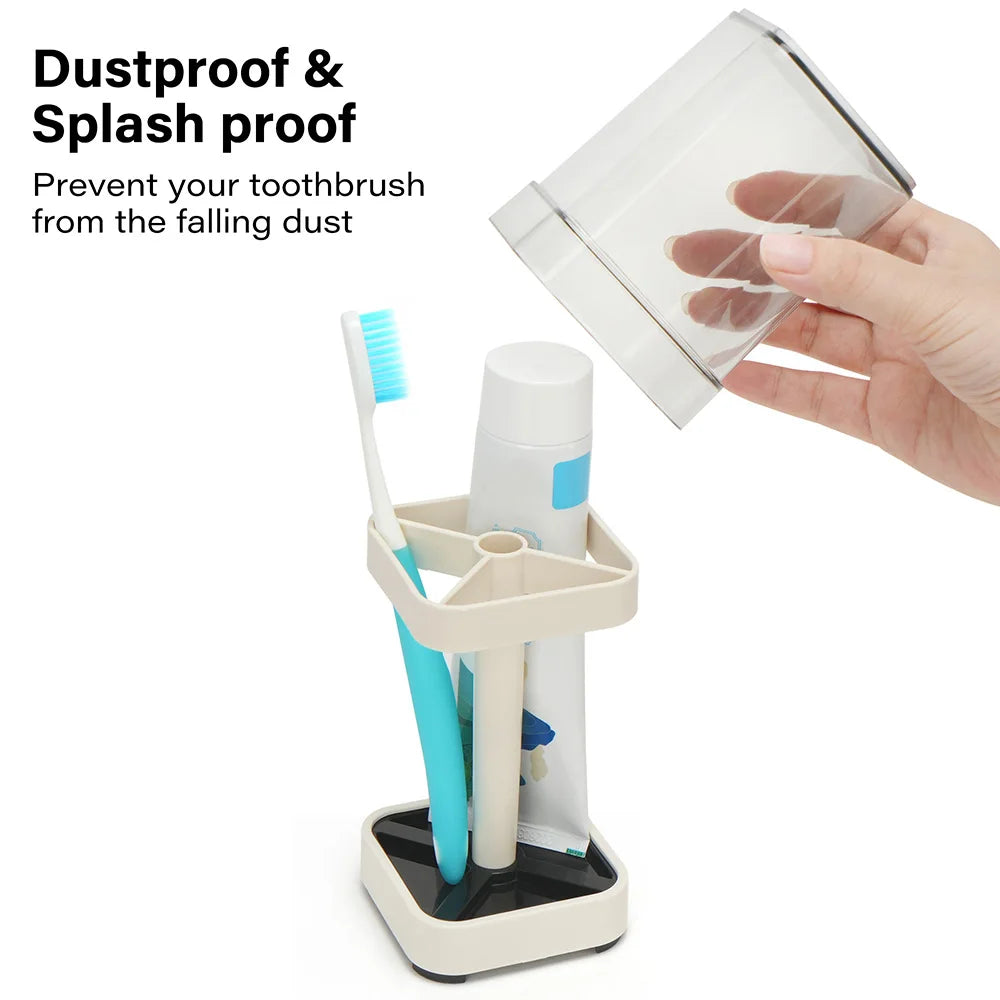 Toothbrush Holder With Cup And Cover For Bathroom Organization by S And B Enterprise