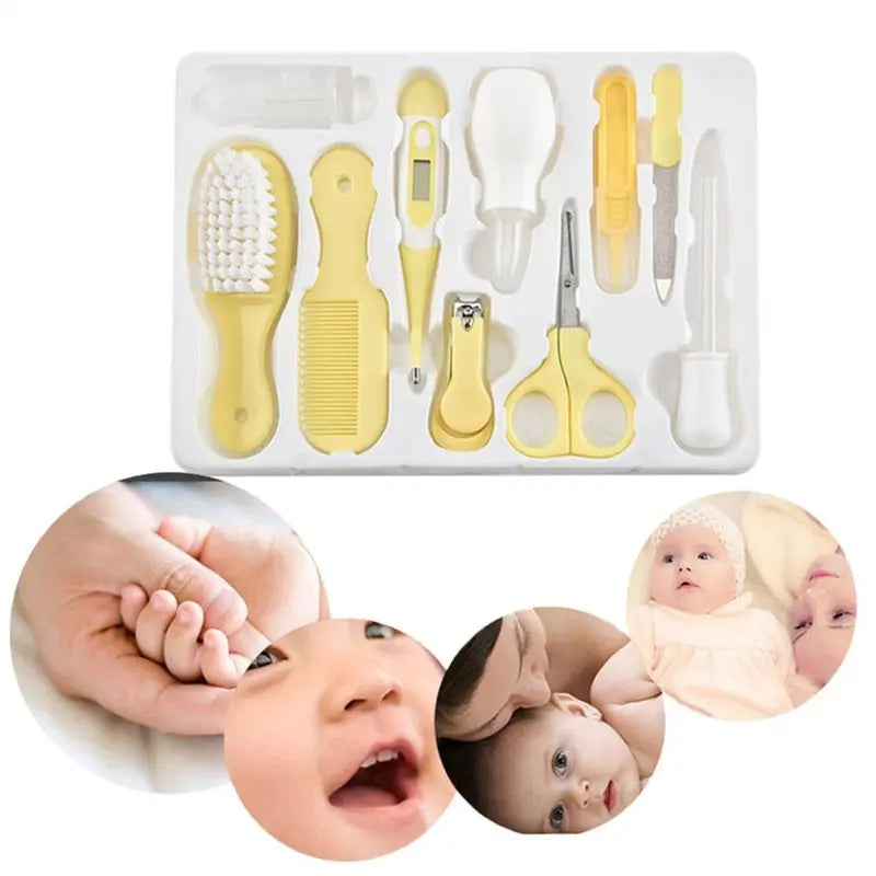 10PCS/Set Baby Health Care Kit Kids Nail Hair Health Care Thermometer Grooming Brush Clipper Teether Toothbrush Baby Essentials by S And B Enterprise