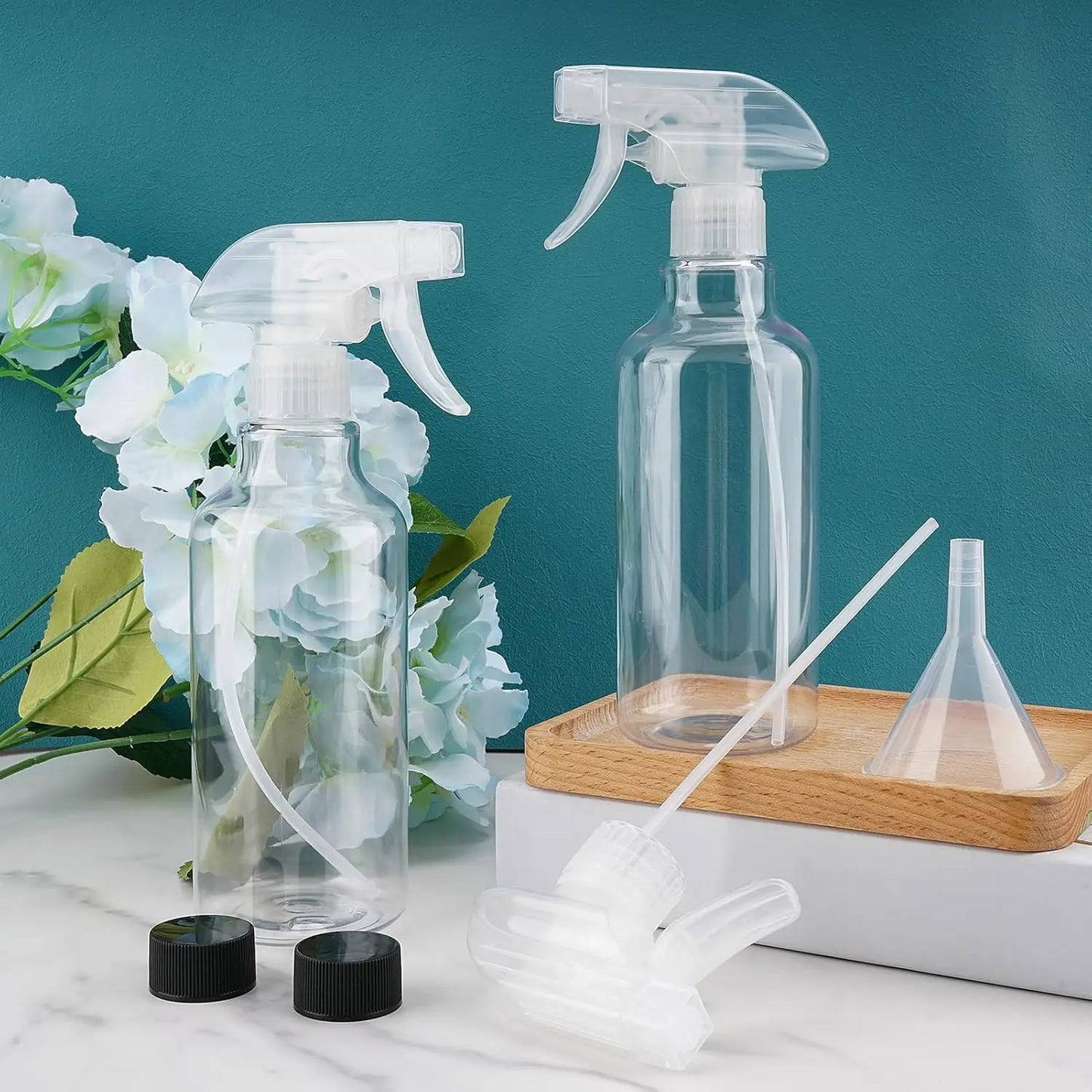 2-pack clear plastic spray bottles with trigger sprayers, 500ml capacity for cleaning solutions