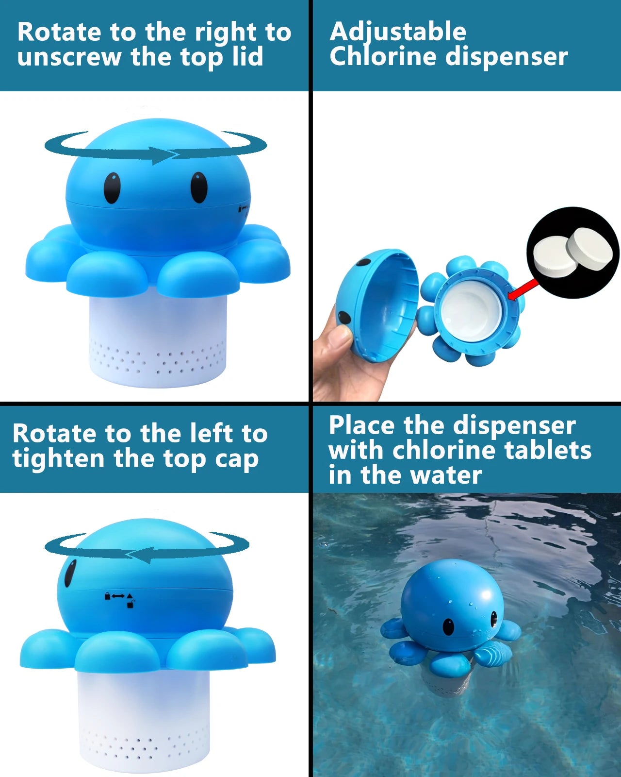 Octopus Shape Stable Chlorine Tablets For Swimming Pool Disinfection