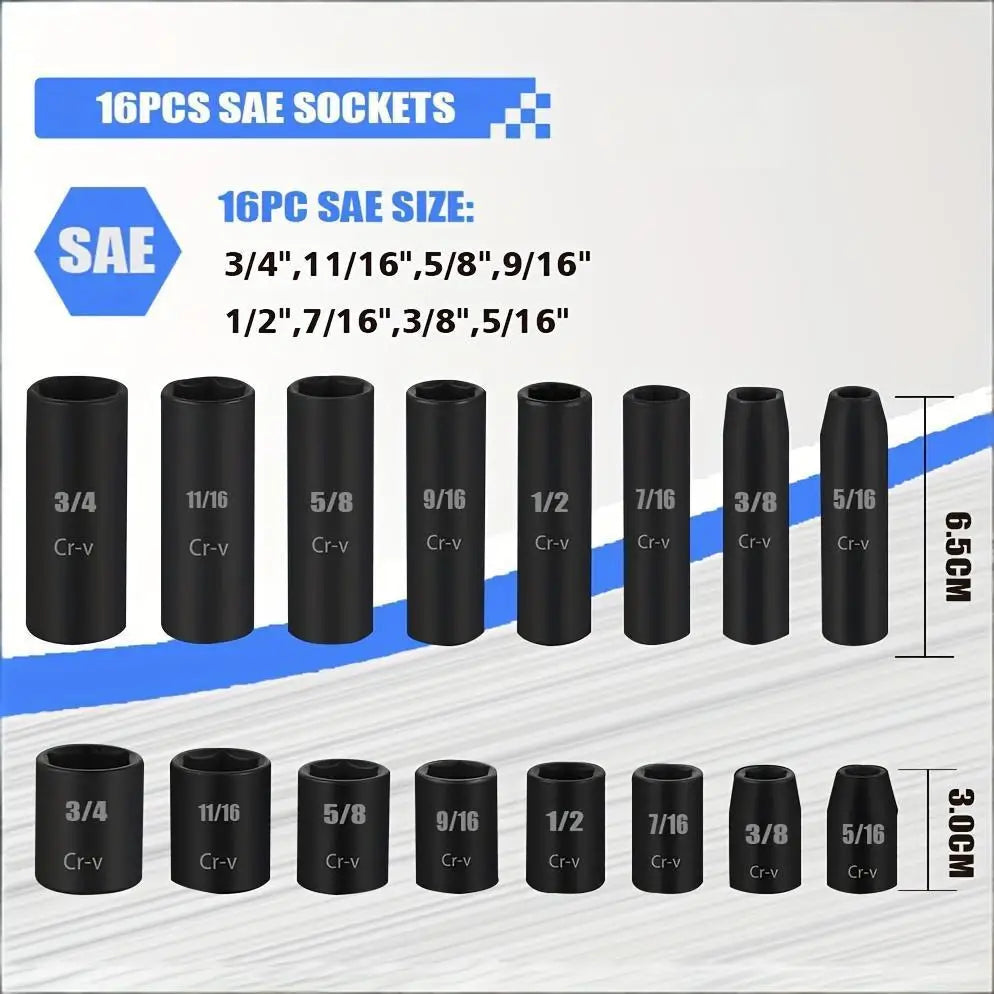 50-piece 3/8 drive socket set, SAE & metric chrome-vanadium sockets with extension bar and ratchet by S And B Enterprise