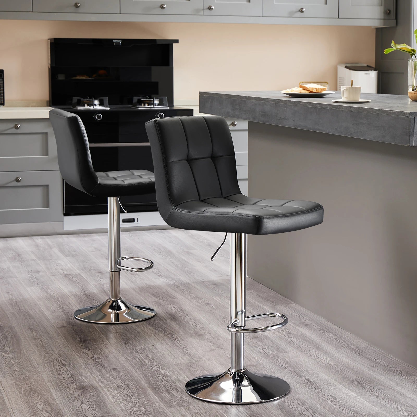 JHK PU Leather Bar Stools Set Of 2 Upholstered Counter Height by S And B Enterprise