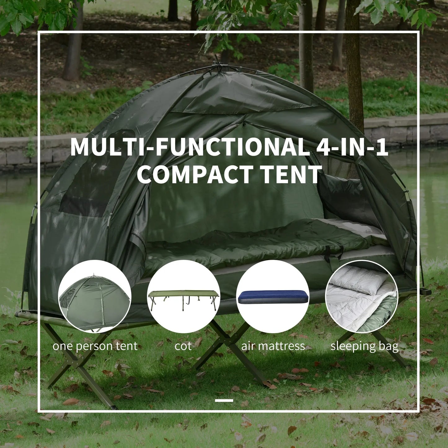 All In One Camping Tent Cot Combo With Air Mattress