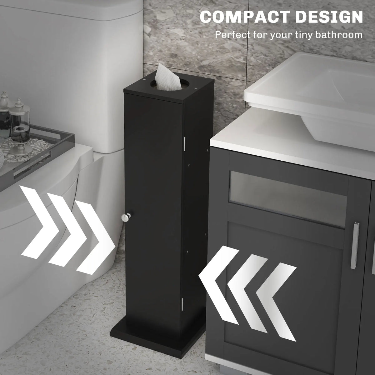 Homcom toilet paper cabinet, black slim corner storage with doors by S And B Enterprise