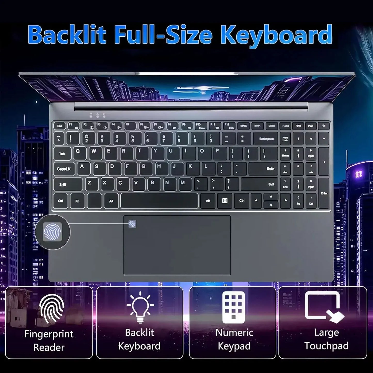 Core I9-10980 office laptop with backlit keyboard and fingerprint reader.