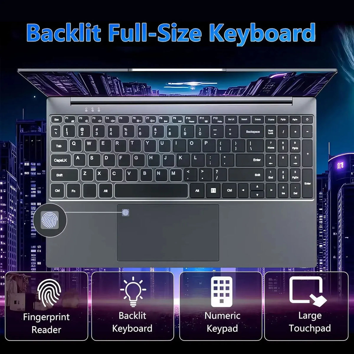 Core I9-10980 office laptop with backlit keyboard and fingerprint reader.
