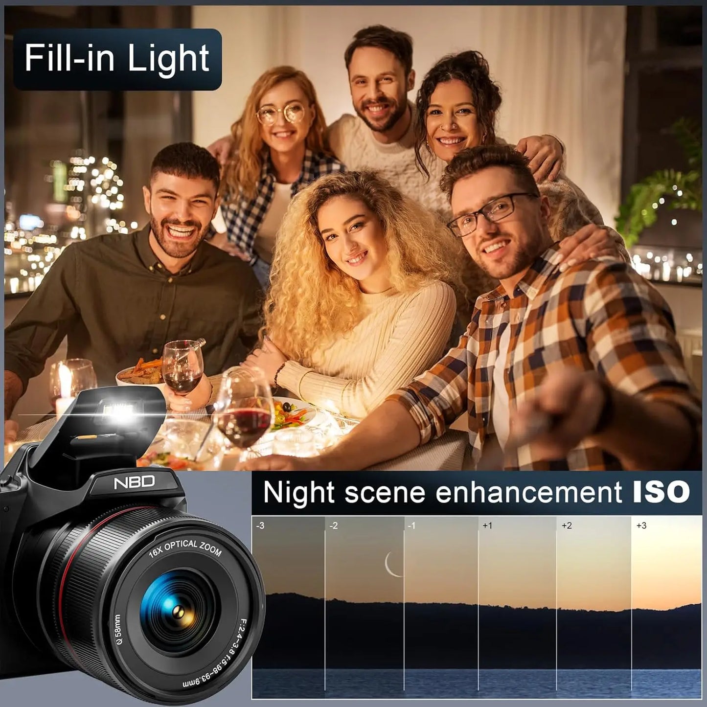 NBD 64MP 16X Optical Zoom WiFi Vlogging Digital Camera