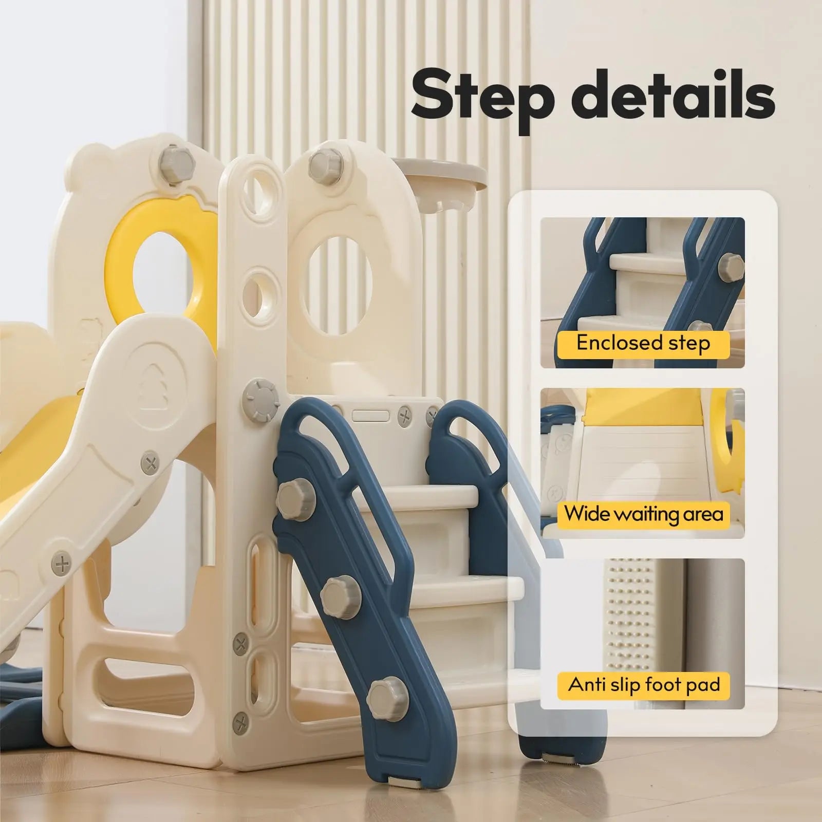 Freestanding Toddler Slide, 5 in 1 Kids Indoor Playset for Toddlers 1-3，L Shaped Slide with Basketball Hoop，Baby Climber for Indoor Outdoor for Boys and Girls Birthday, Sturdy Playground Toy by S And B Enterprise