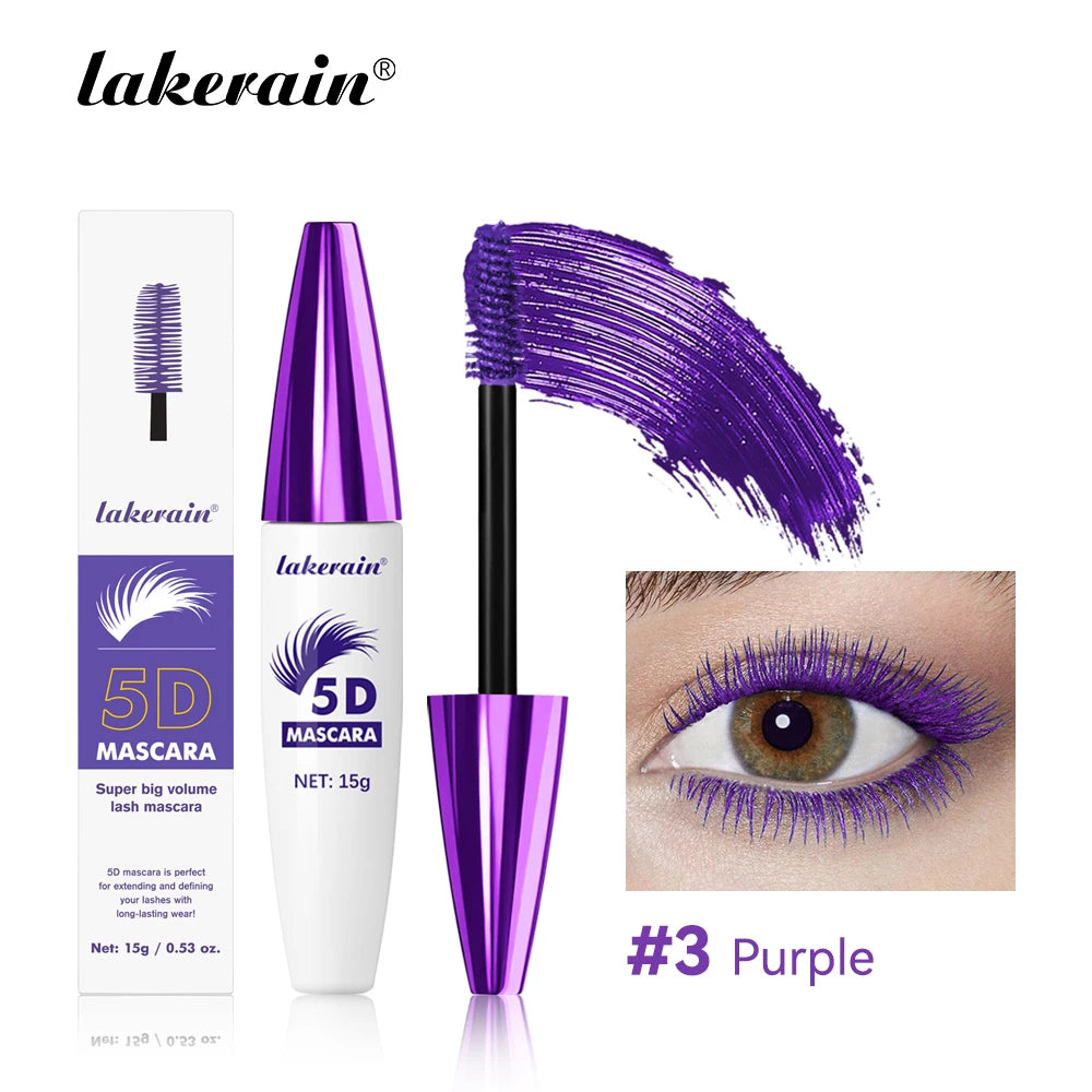 Lakerain 5D Mascara Eyelashes Waterproof Nourishing Smudge-Proof Lengthening Long-Lasting Intense Black Mascara Eye Makeup by S And B Enterprise