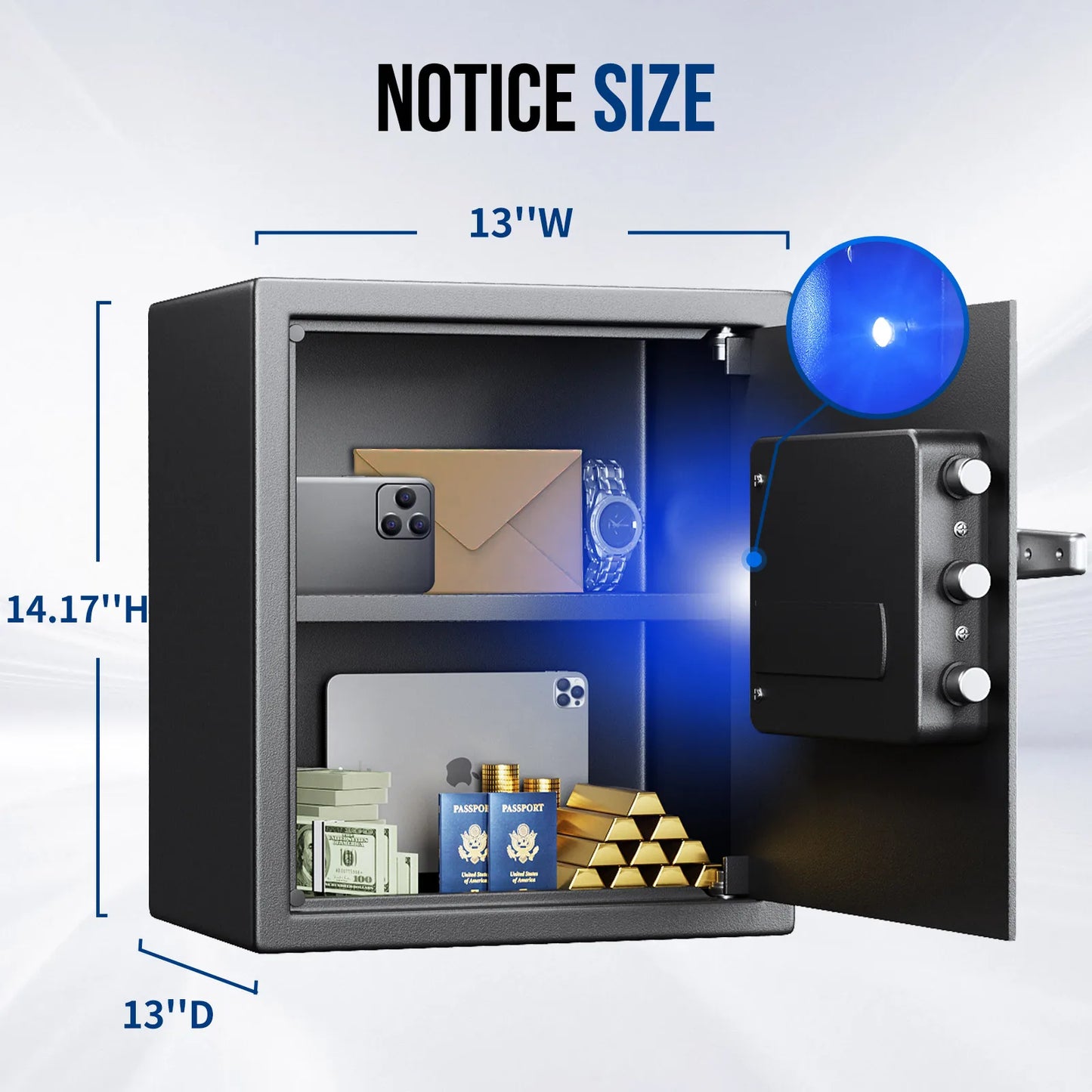 Blacksmith Hidden Design Fireproof Biometric Safe Box With Keypad