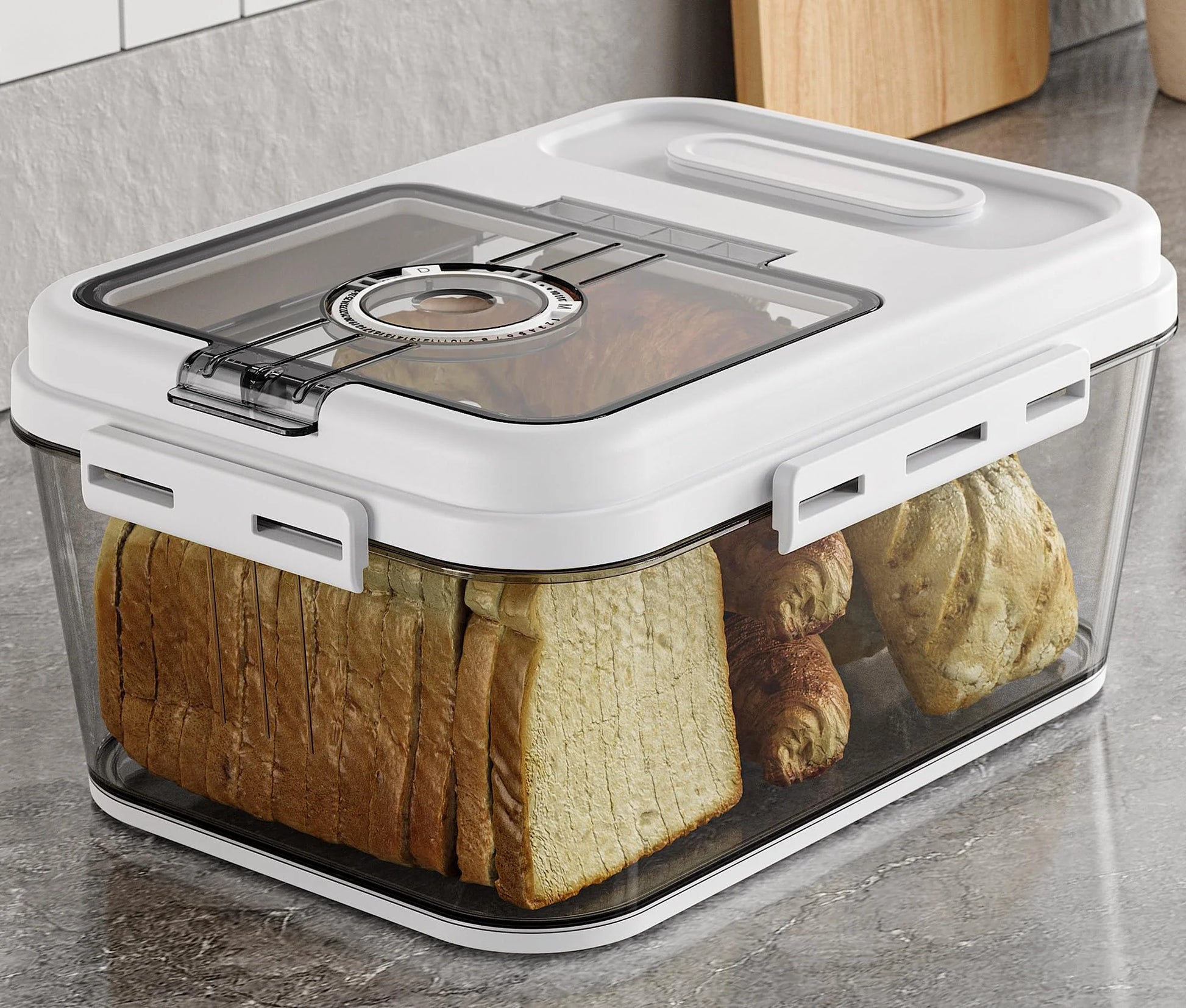 Bread Box For Kitchen Countertop, Airtight Bread Storage Container, Time Recording Bread Keeper with Lid,Bread Storage For Homemade Breads, Toast, And Cookies, White Bread Holder. by S And B Enterprise
