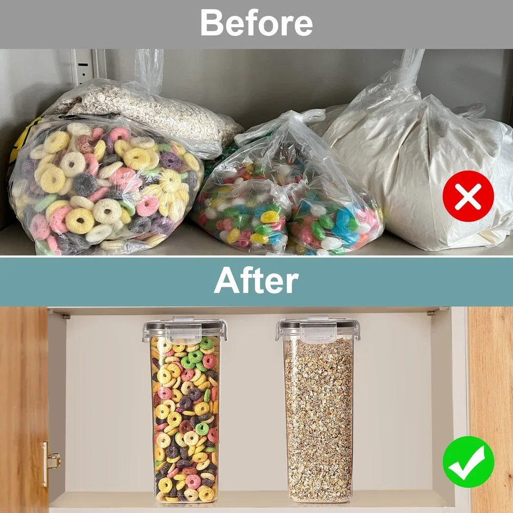 Clear Plastic Cereal Dispenser With Pour Spout Pantry Storage