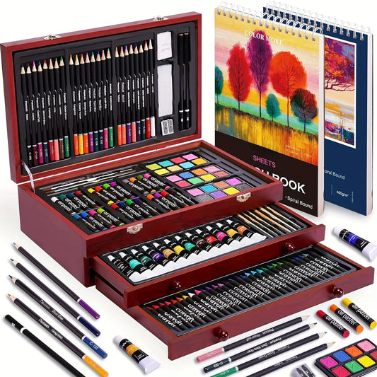 146 Piece Luxury Art Kit for Professionals With Crayons Pencils by S And B Enterprise