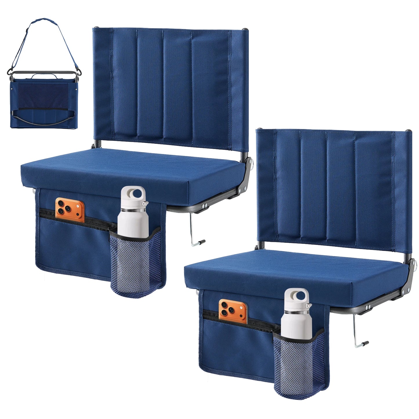 JHK Outdoor Foldable Seat With Back Support Portable Padded Comfort by S And B Enterprise