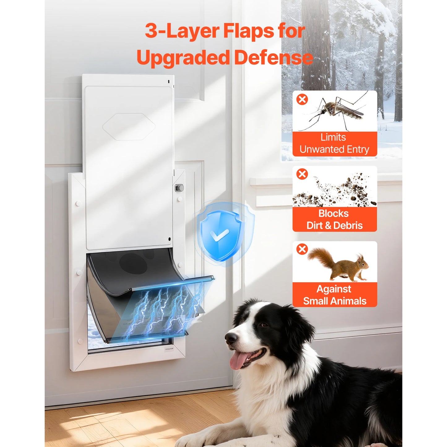 SucceBuy Pet Door With Magnetic Flaps And Metal Frame Weatherproof