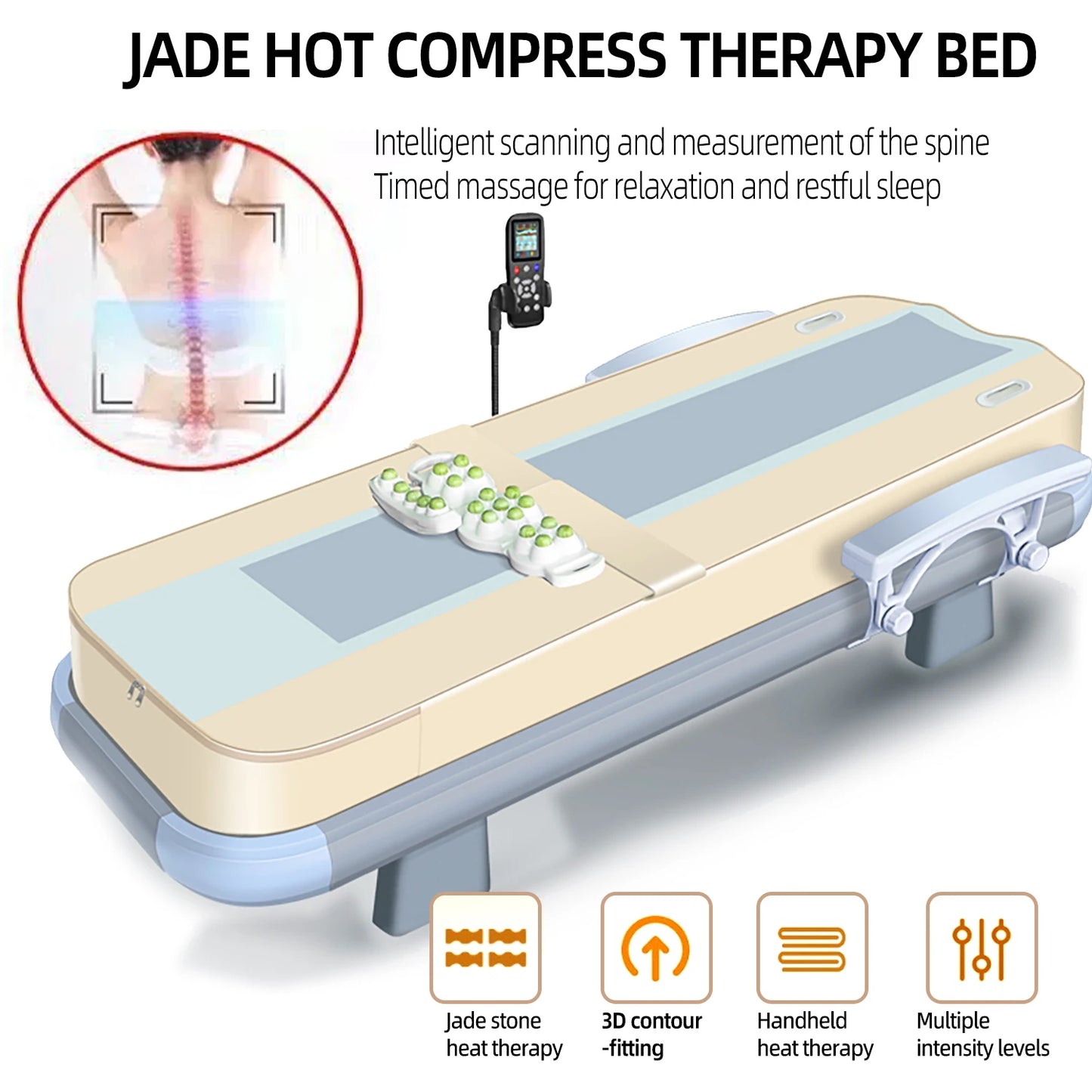 HEALTHFOREVER Electric Jade Stone Massage Bed With Heat Kneading Roller