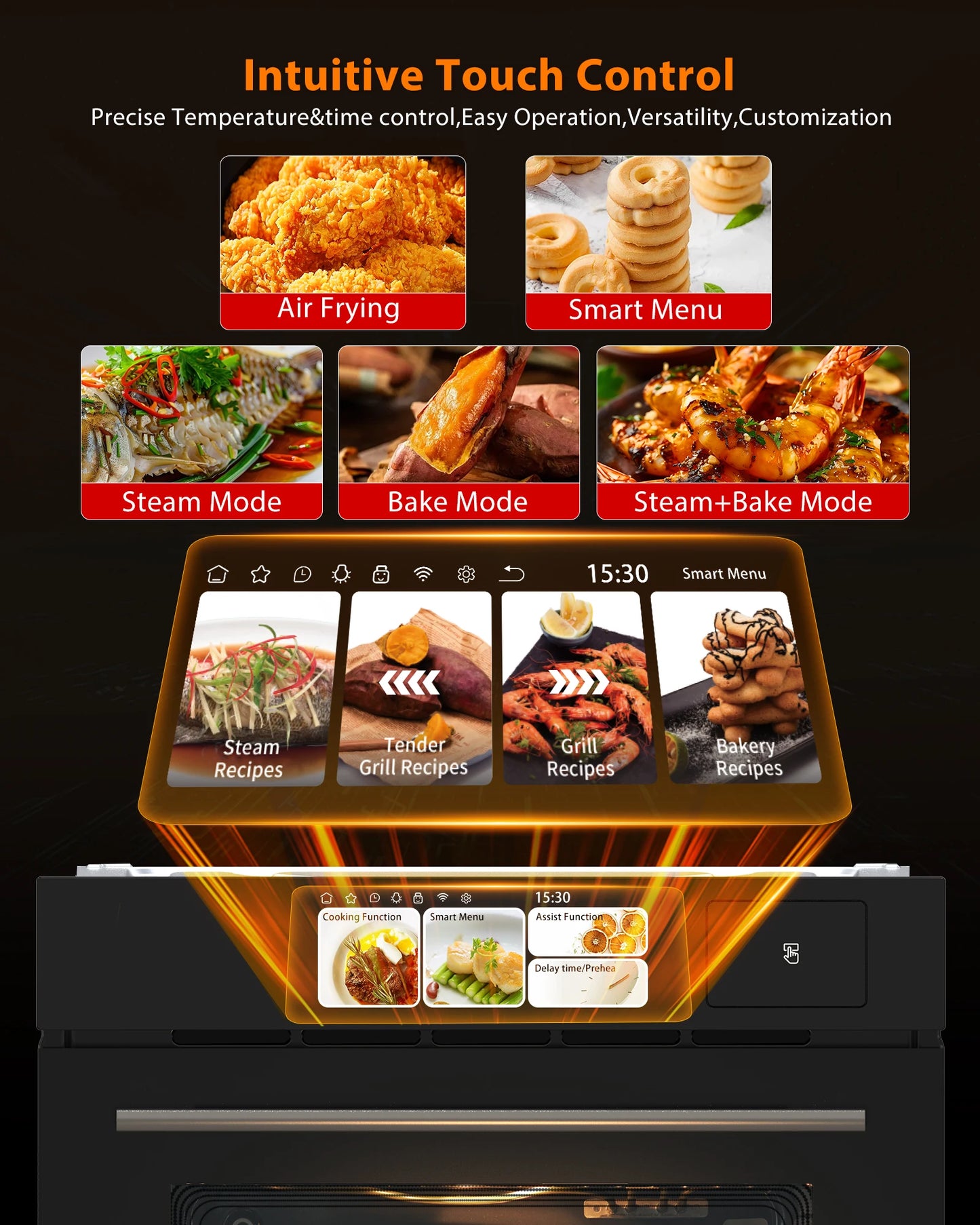 Adoolla Built In Electric Wall Oven With TFT Display And 8 Cooking Modes