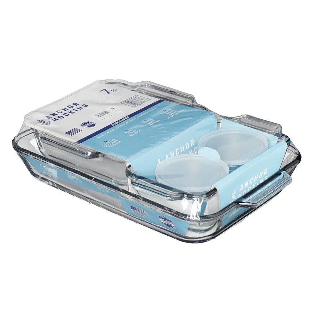 7-Piece Glass Bakeware Set Oven Safe Casserole Dishes Tempered Glass