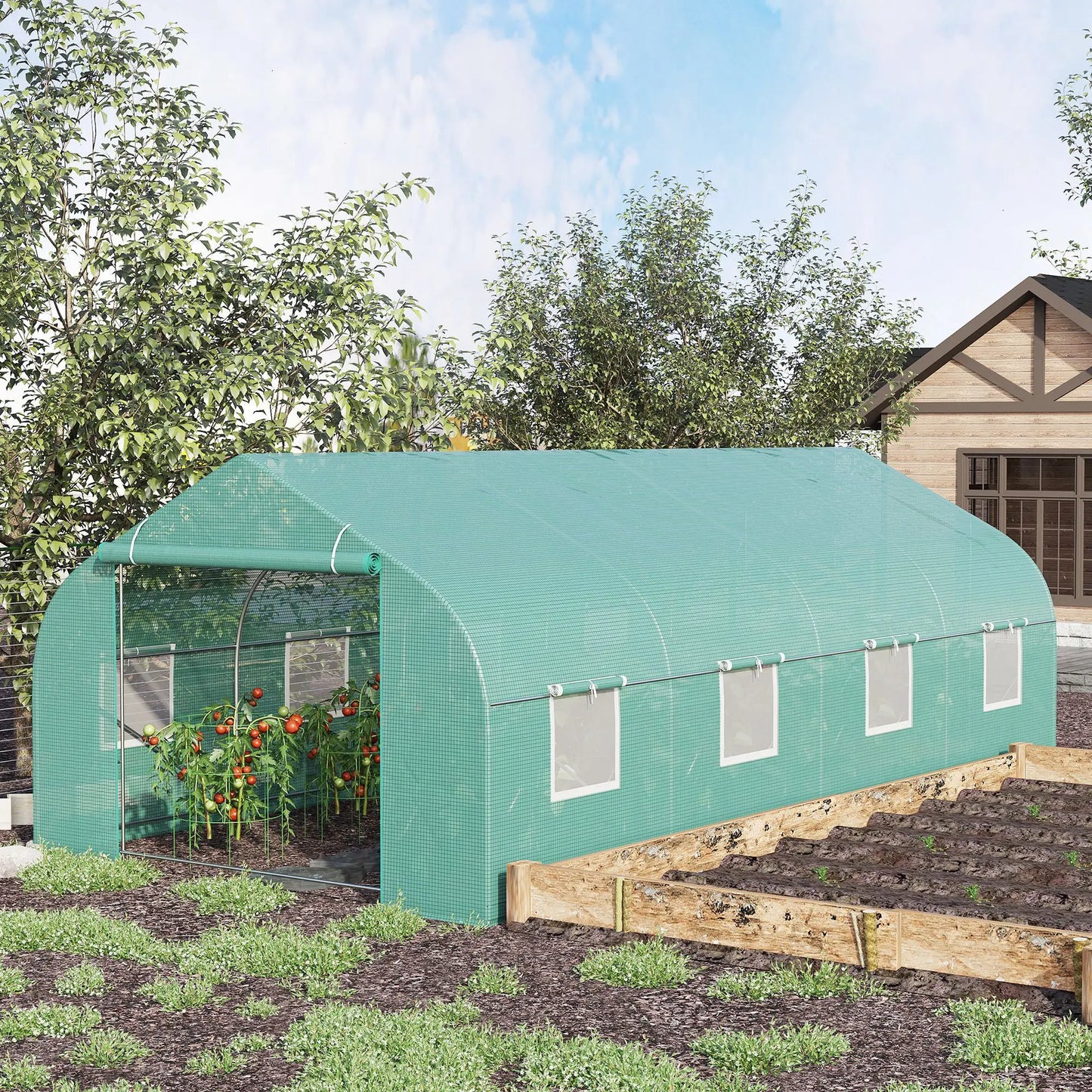 20' X 10' X 7' Greenhouse Large Walk-In Hot Green House Plant Gardening Green by S And B Enterprise