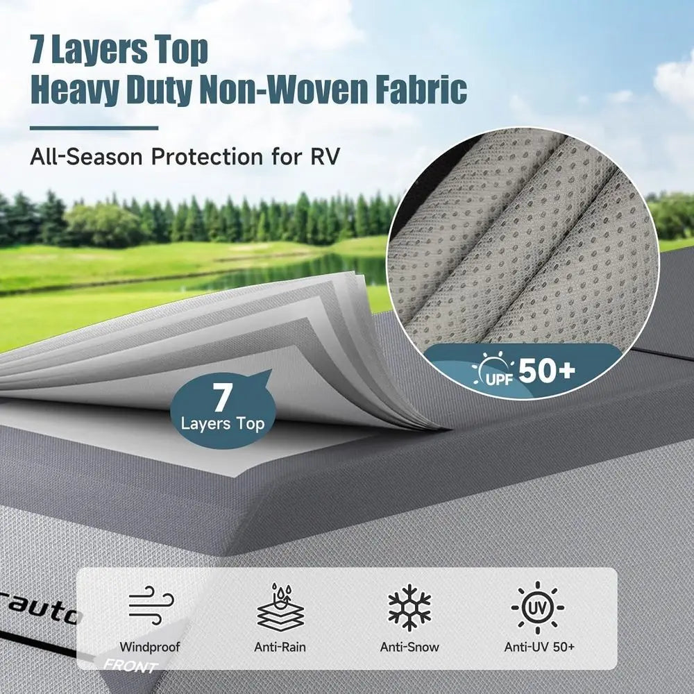 Camper RV Cover Waterproof 7-Layer Slide-In Cabover With Straps