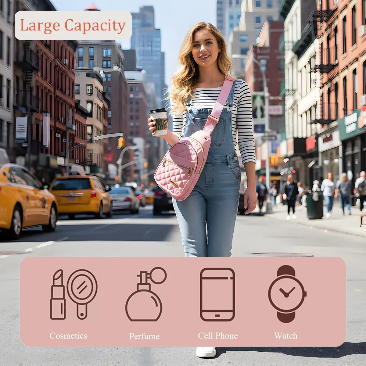NONECN Adjustable Quilted Sling Backpack For Men And Women Travel