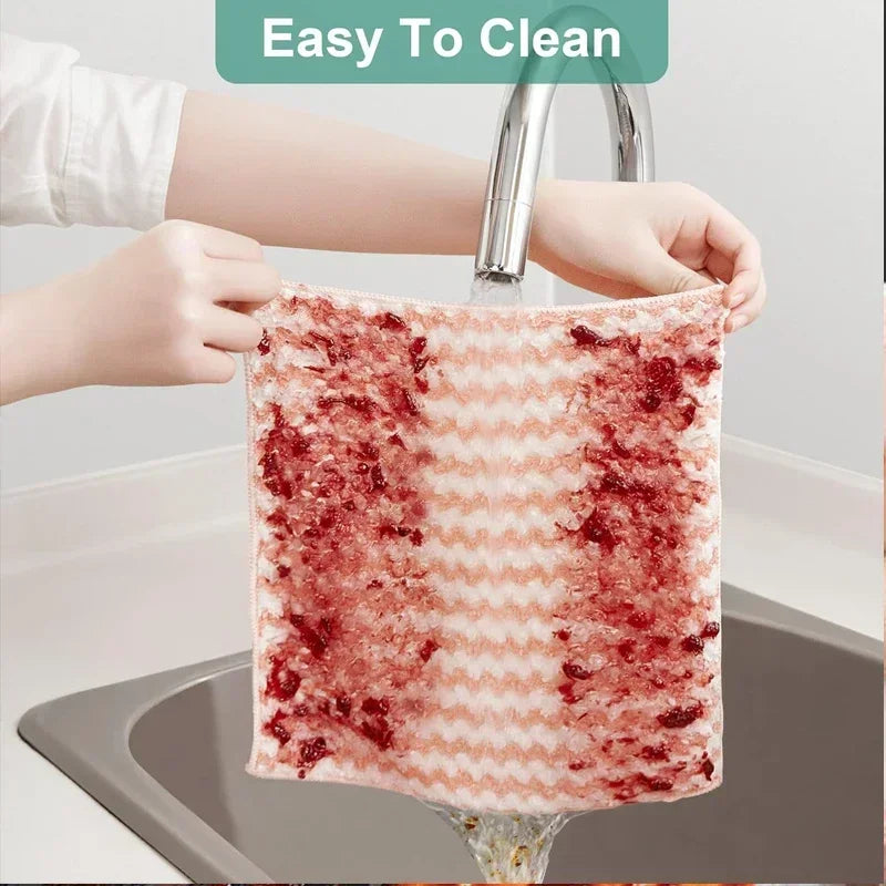 10/40PCS Super Absorbent Dishcloths Coral Fleece Cleaning Cloths Thickened Kitchen Washing Dish Rags Glass Windows Wipe Towels by S And B Enterprise