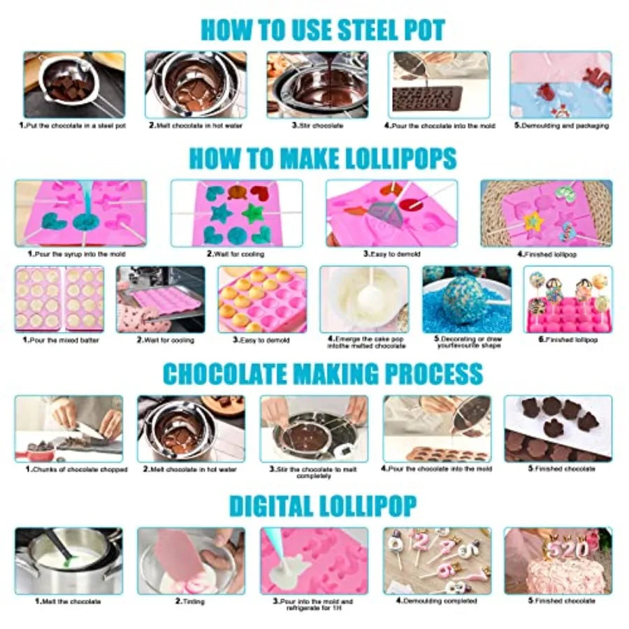 Cake Pop Maker Kit 618Pcs With Silicone Molds And Stand by S And B Enterprise