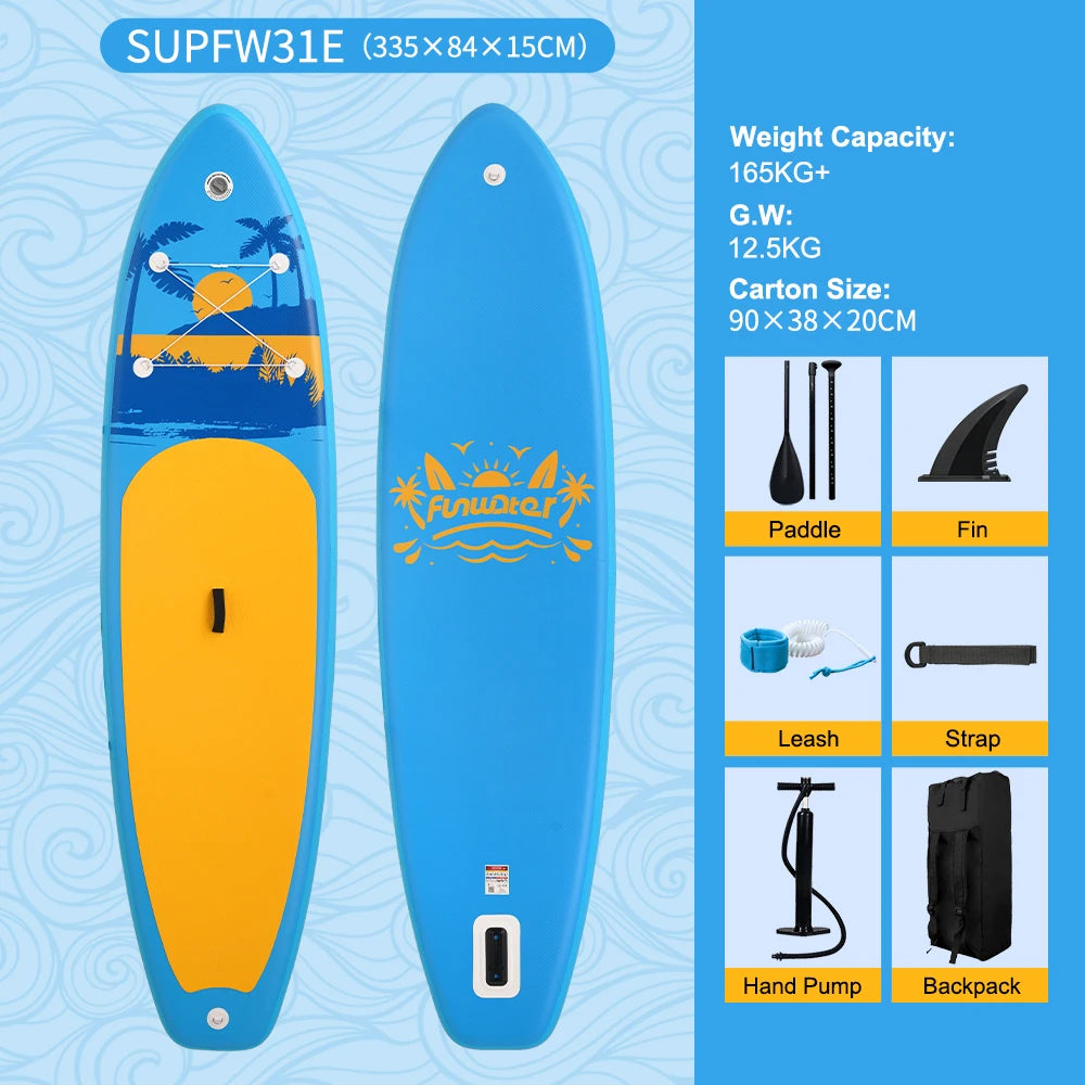 FUNWATER Inflatable Paddle Board Ultra-Light Stand-Up Paddle Board Surfboard for All Skill Levels With SUP Accessories 320-350cm by S And B Enterprise