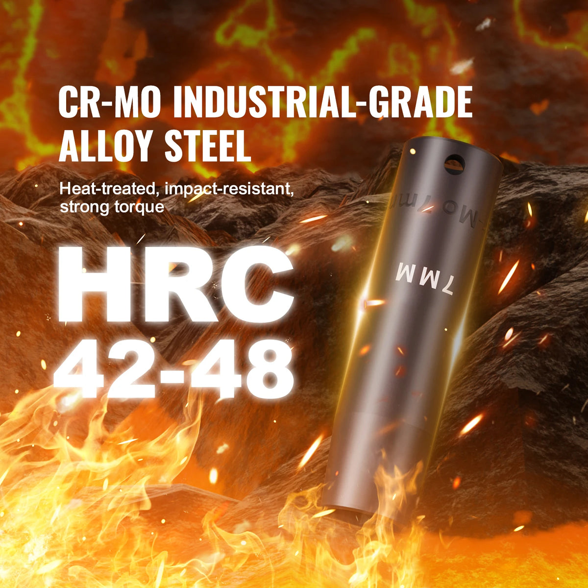 Impact socket set, 1/2 in and 3/8 in drives, Cr-Mo alloy steel, 6-point, SAE/Metric