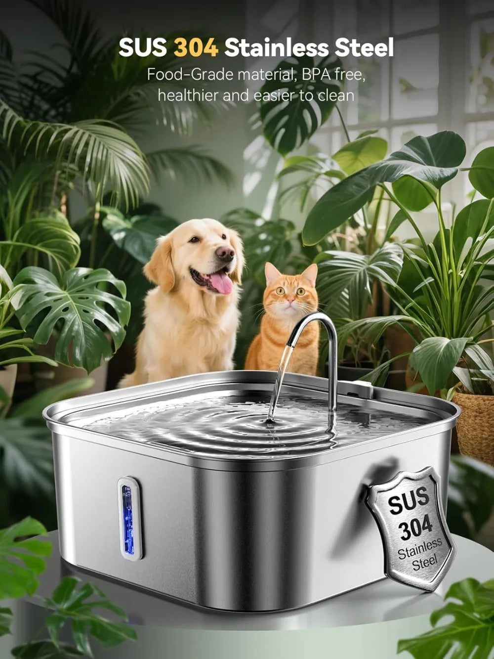 Stainless Steel Dog Water Fountain With Visible Window by S And B Enterprise