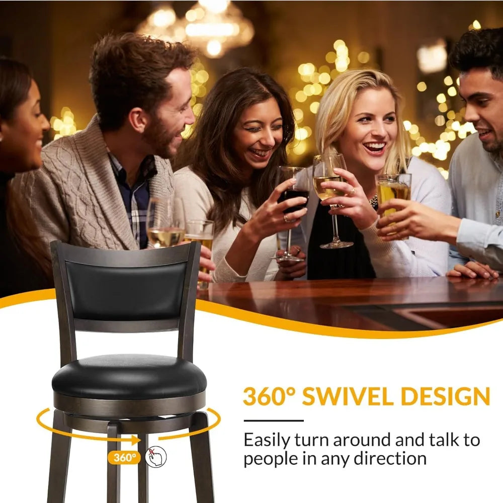 Swivel Bar Stools Set Of 2 With Ergonomic High Back