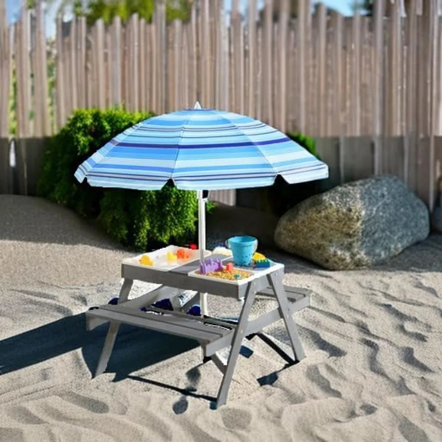 XIUWO 3in1 Kids Picnic Table With Sand Water Sensory by S And B Enterprise
