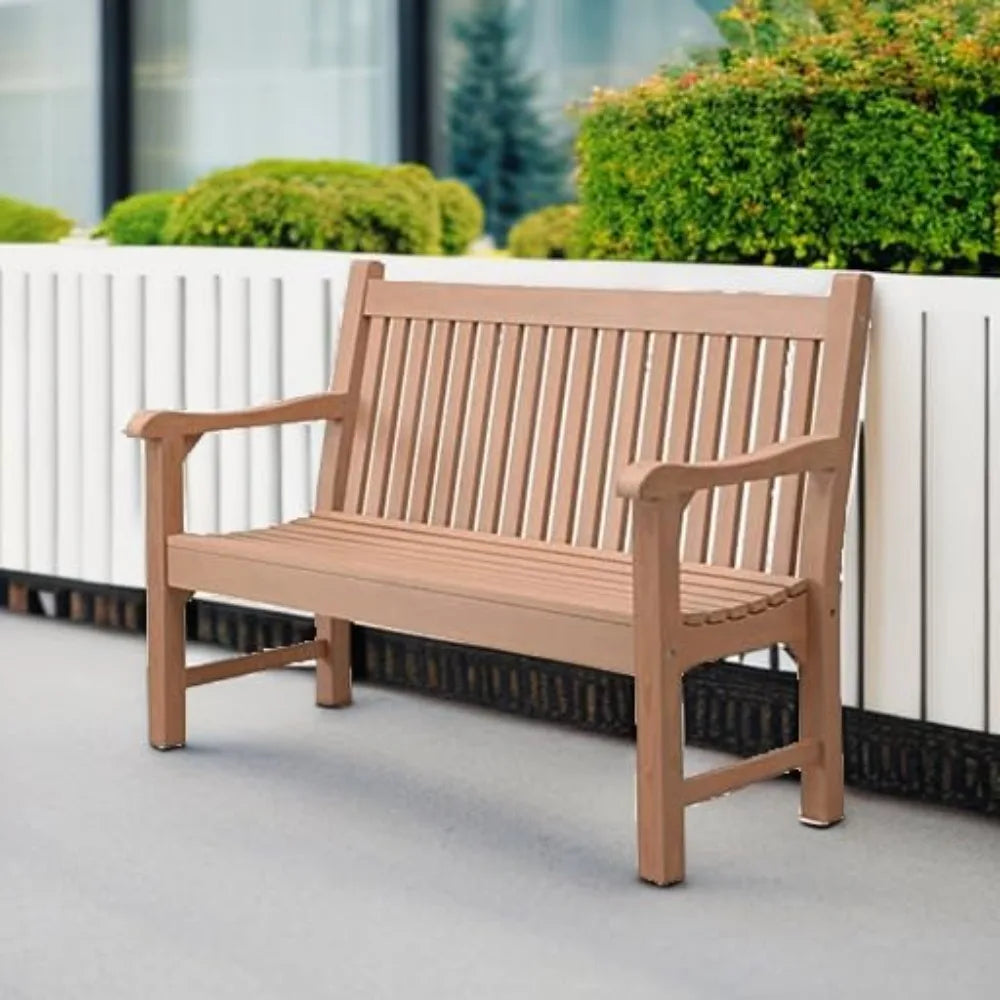 Outdoor 2-Person Bench Weatherproof Poly Lumber Seating
