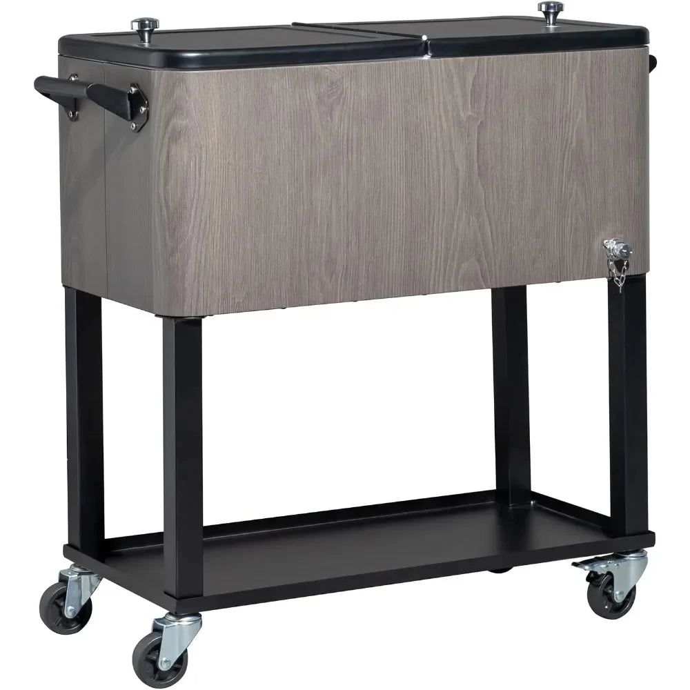 JIYU Rolling Ice Chest On Wheels Outdoor Patio Cooler by S And B Enterprise
