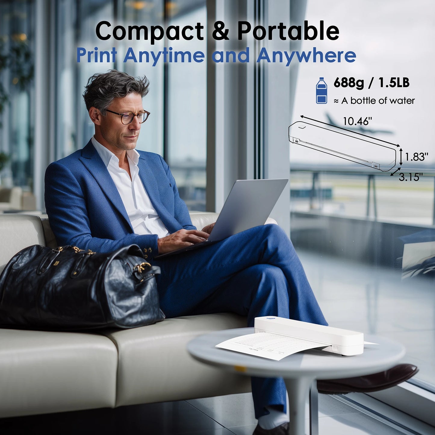 Mini Portable A4 Thermal Printer Desktop Inkless Photo PDF Document Printer for Office Home Travel HD Printing by S And B Enterprise