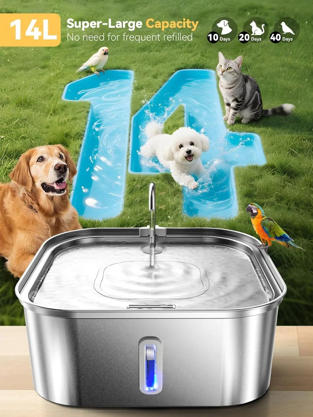 Stainless Steel Dog Water Fountain With Visible Window by S And B Enterprise