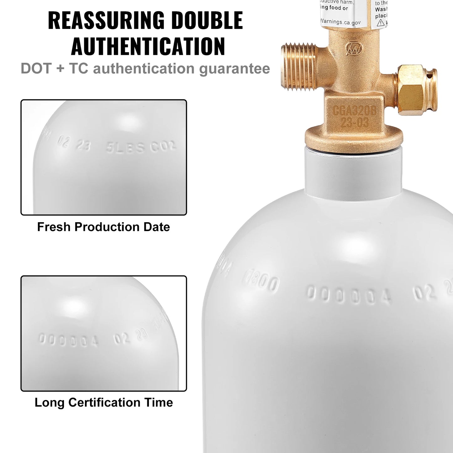VEVOR CO2 Tank Aluminum Gas Cylinder CGA320 Valve Spray Coating