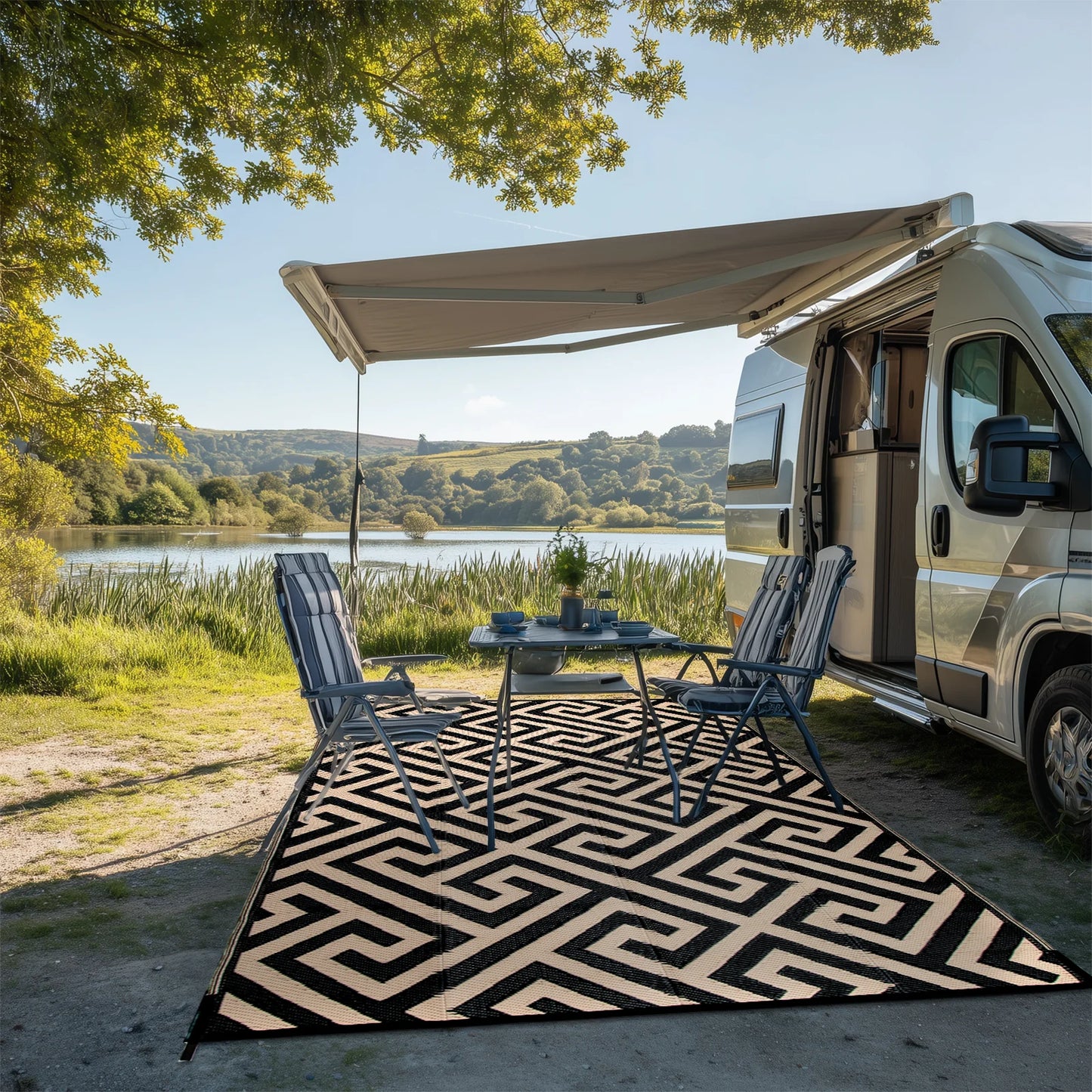 Outdoor Reversible Waterproof Rug For Patio Deck Balcony And RV by S And B Enterprise