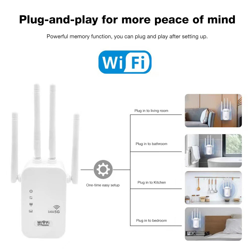 VKTECH 1200Mbps Wireless WiFi Repeater Dual Band Extender