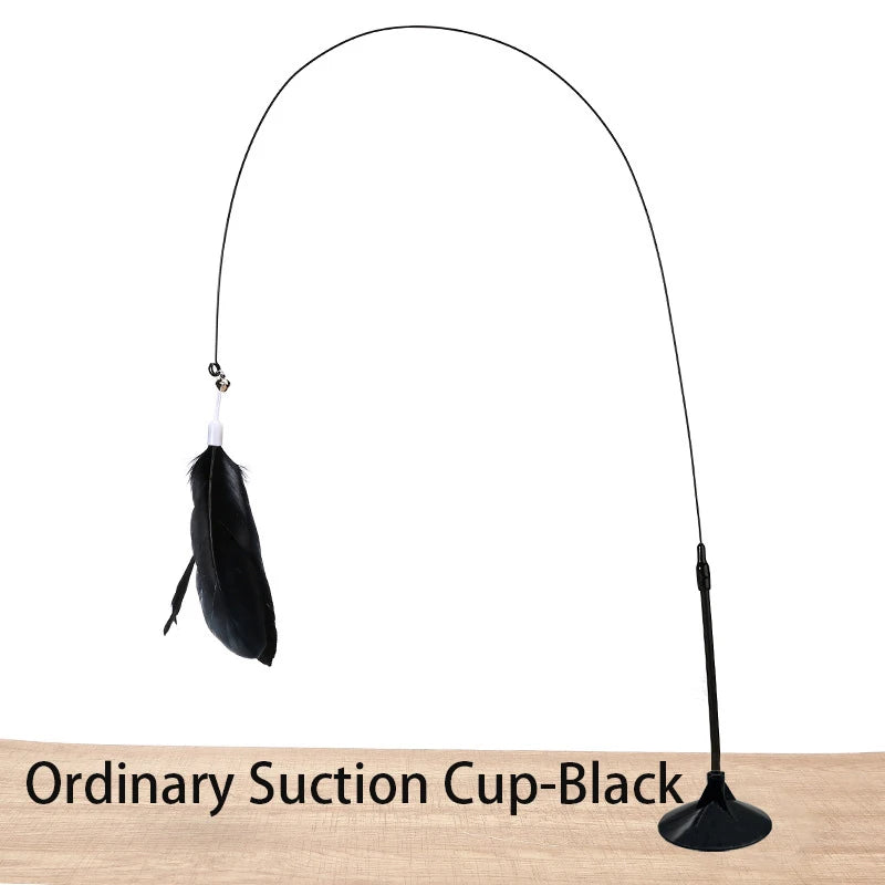 Interactive Cat Toy Handfree Cat Stick Kitten Playing Teaser Wand Toy Suction Cup Feather Wand Pet Supplies Simulation Feather by S And B Enterprise