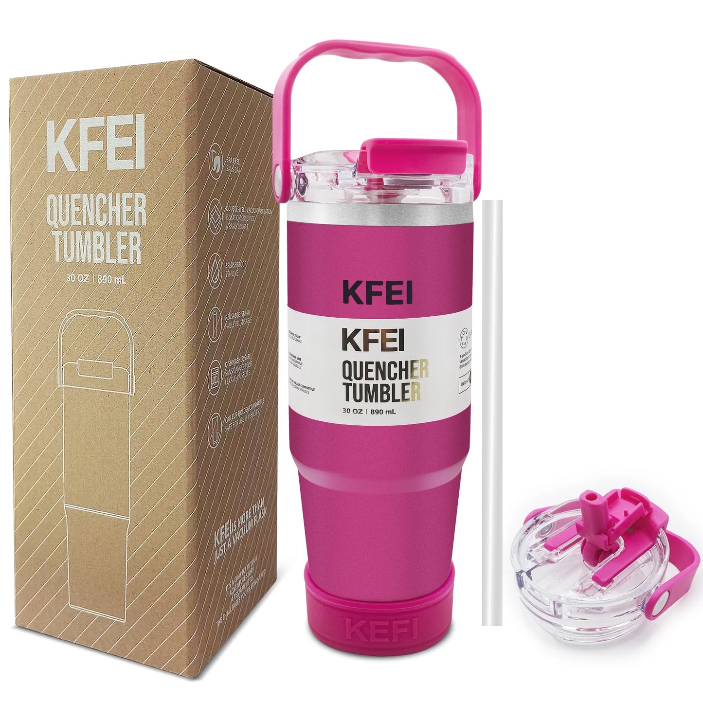 1PCS 30oz Solid Color Double Wall Stainless Tumbler, with Lid And Straw, Keep Warm 12h And Ice 24h, Insulated, Outdoor Stainless by S And B Enterprise
