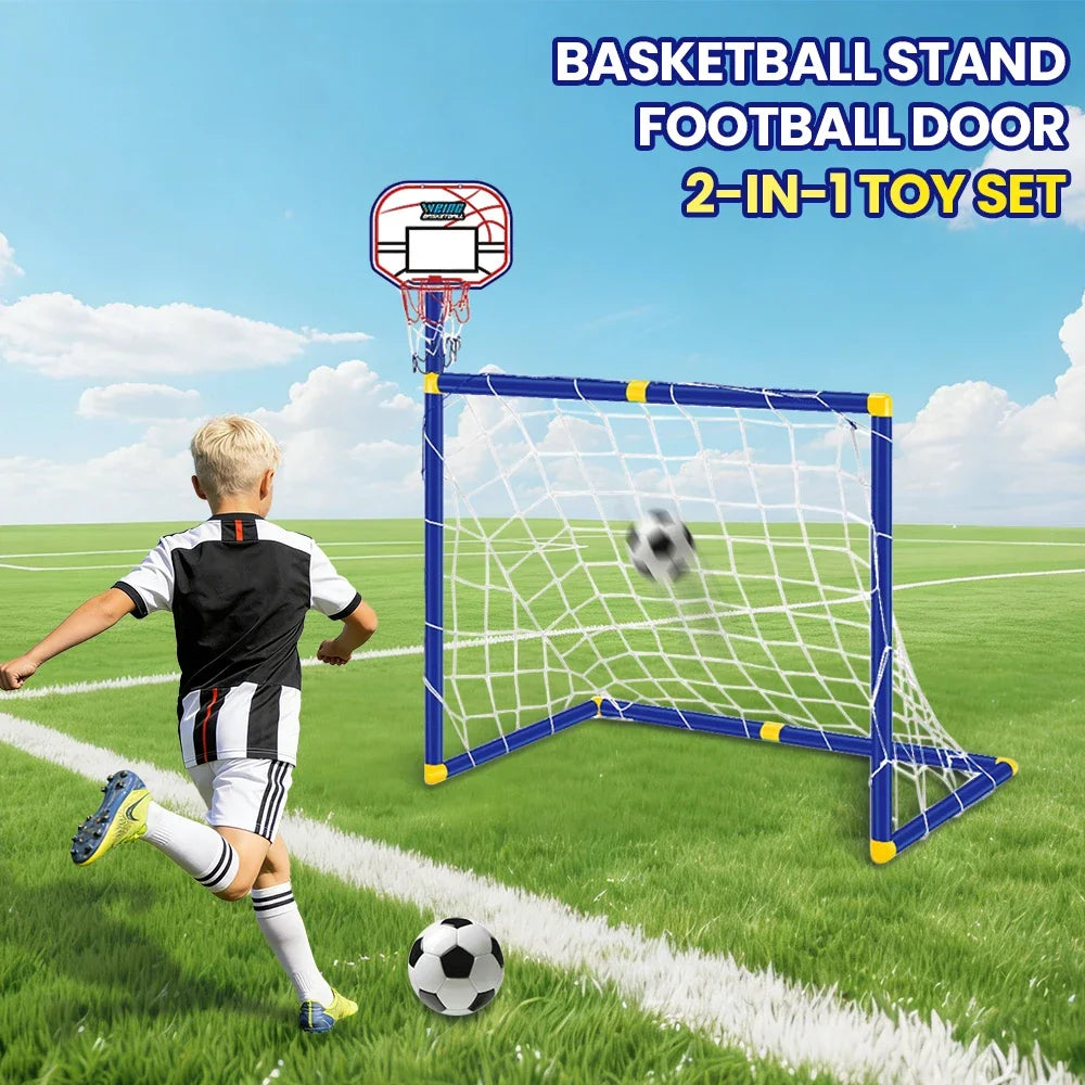 Kmoist 2 In 1 Sports Toy Basketball Stand Football Goal