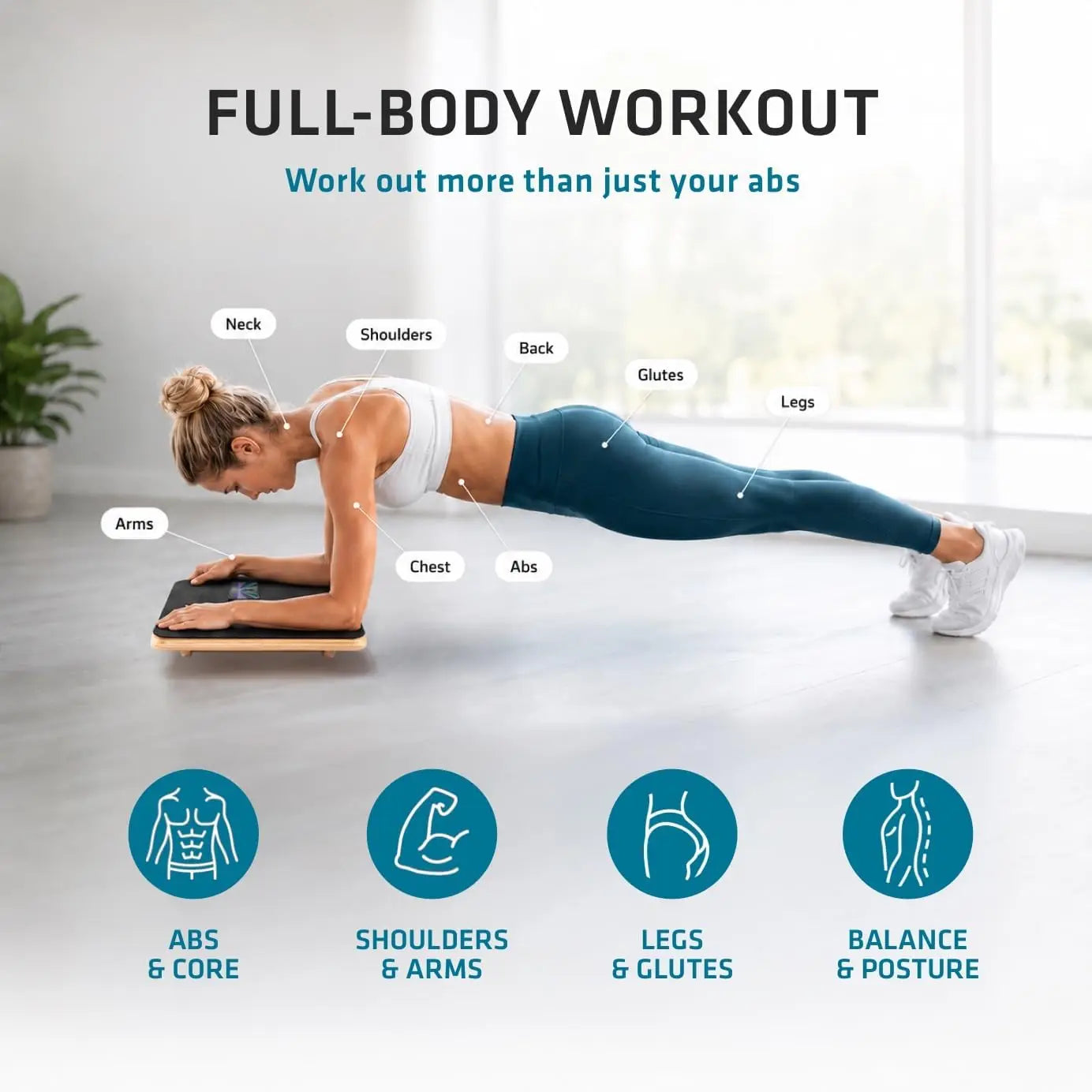 Core Fitness Balance Board with Interactive Games & App - Full Body Workout for Abs, Arms, Legs - 3 Min Daily by S And B Enterprise